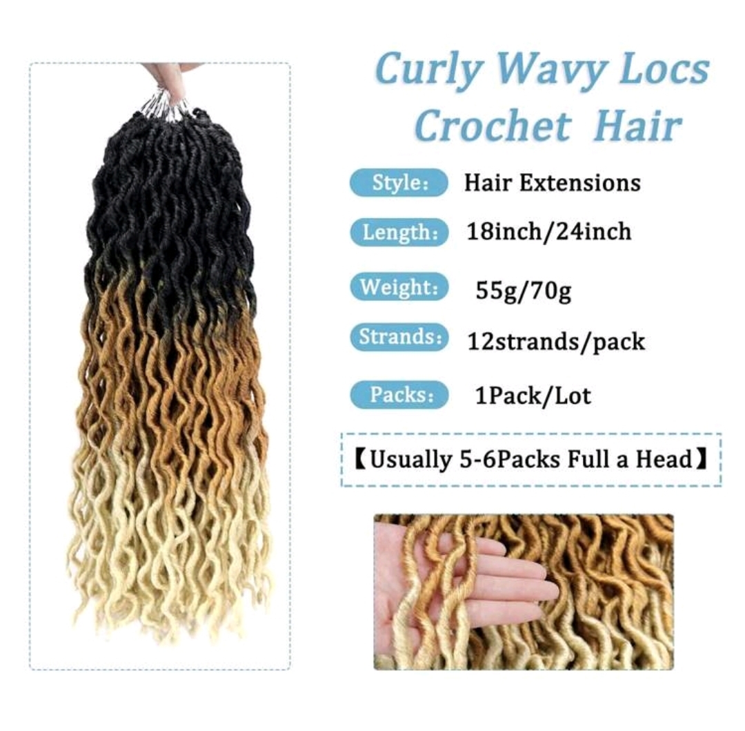 Curly Wavy Locs Crochet Hair — 1B/27/613