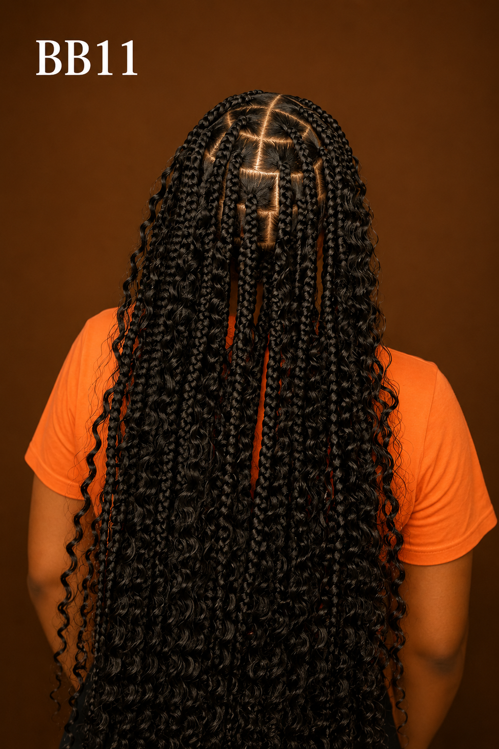 Long boho box braids with wavy ends