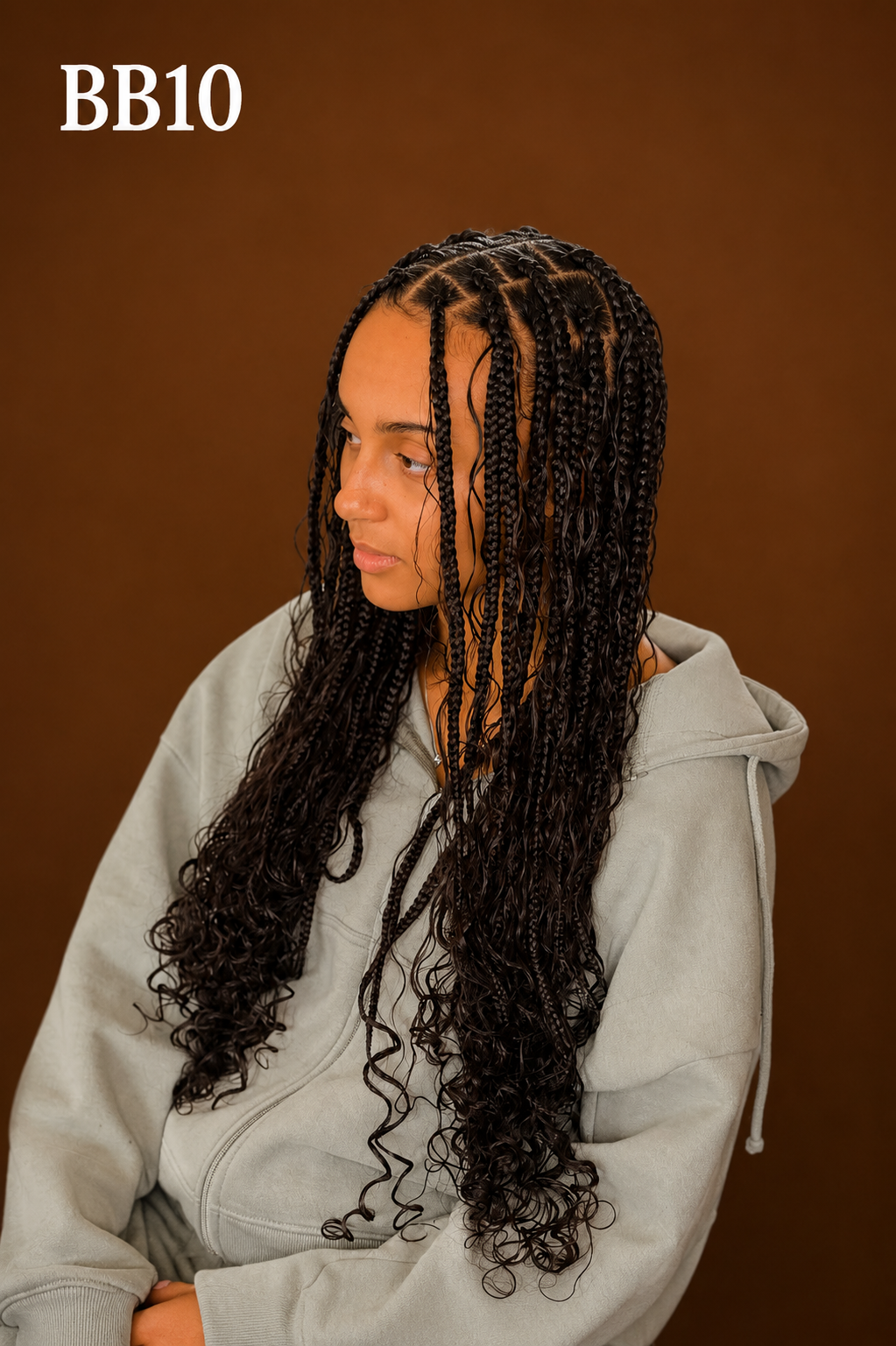 Boho knotless braids with curly ends