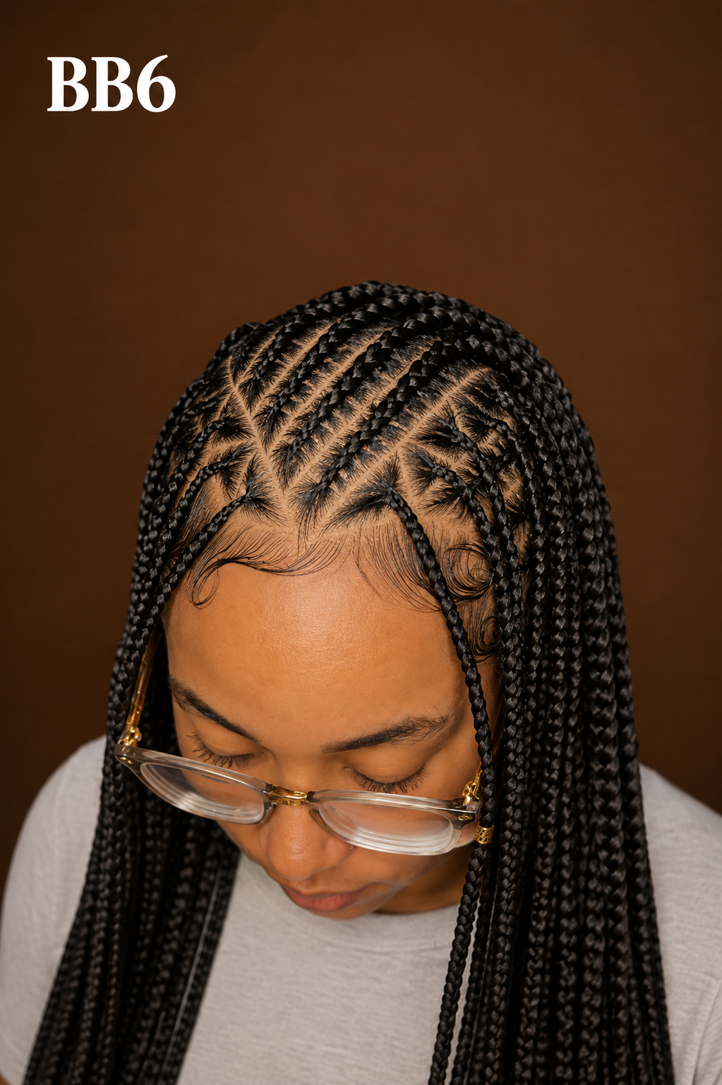 BB6 — knotless box braids with patterned parting