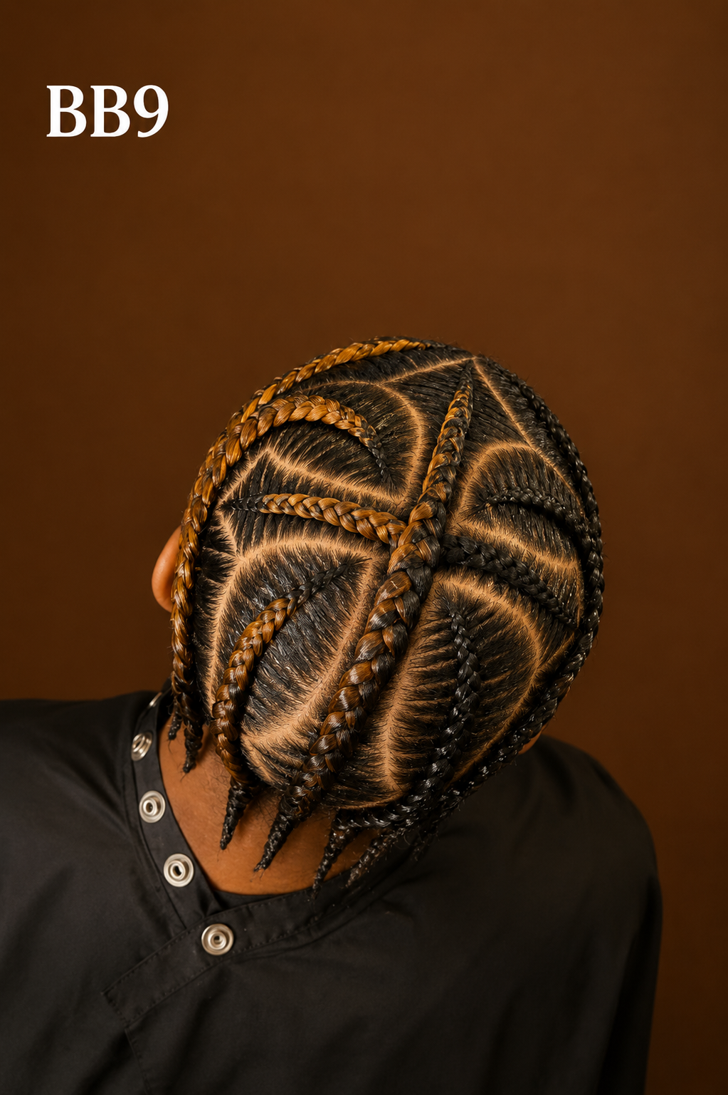 Mens patterned cornrows with caramel highlights